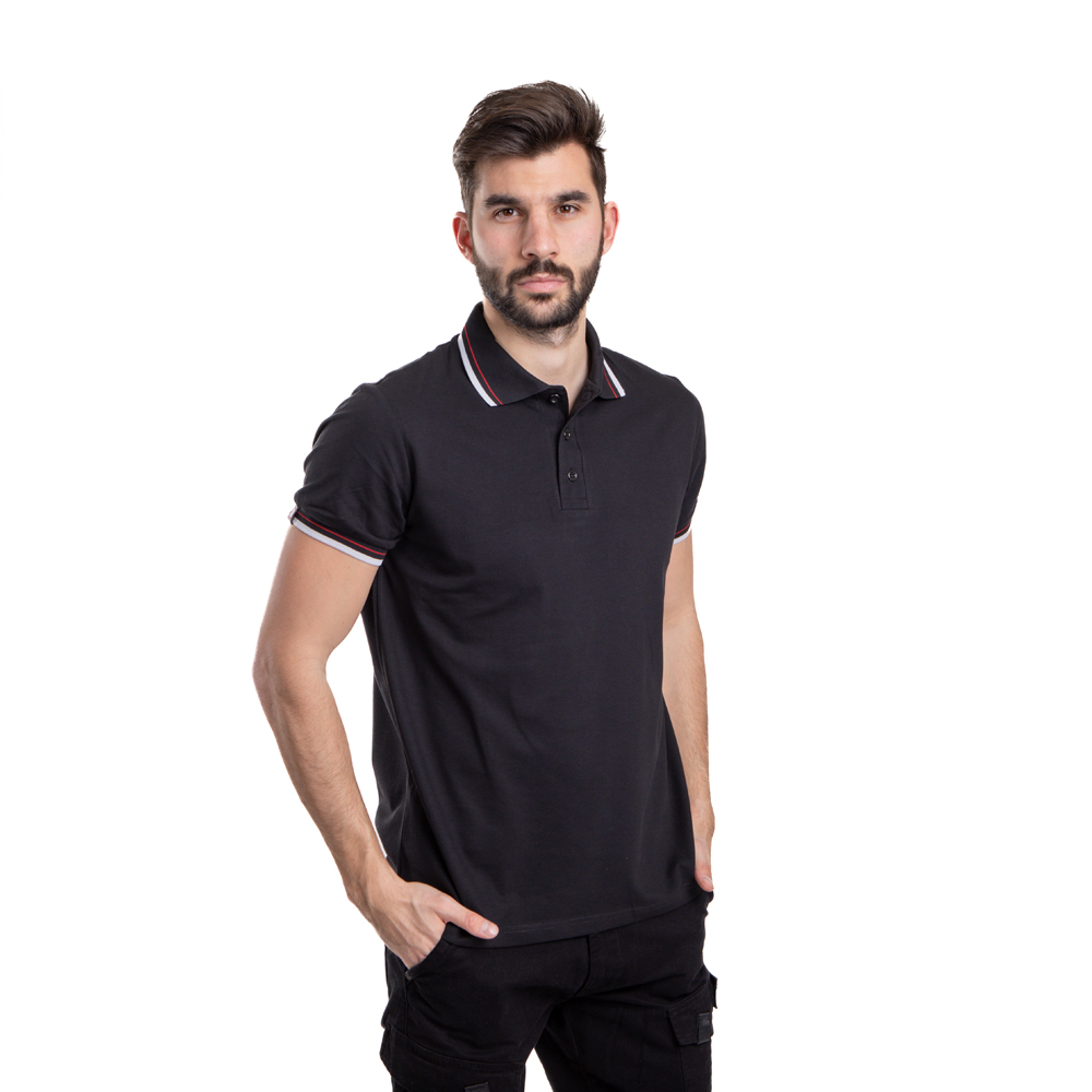 Polo majica 011 Trobojka (Crna)