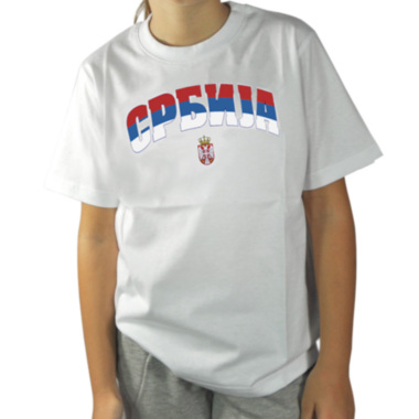 Dečija majica Srbija trobojka - bela